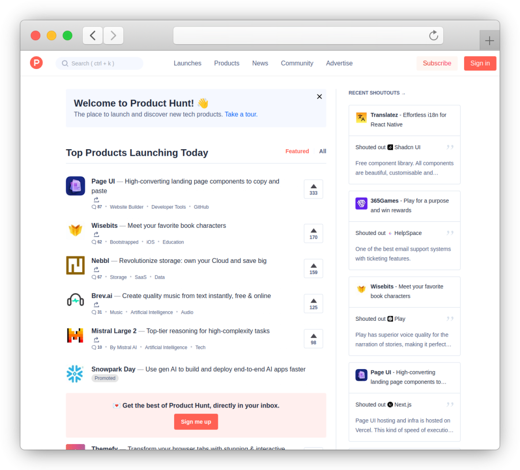Product Hunt - 发布和发现新技术产品的地方-Liu Jiliang